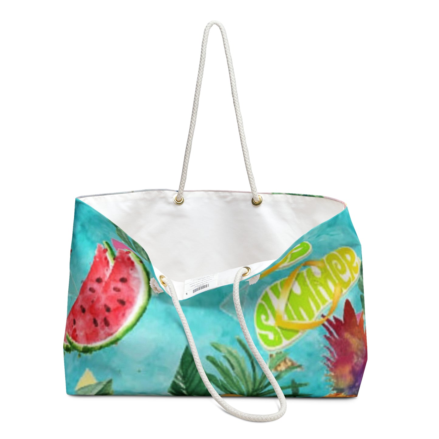 Tropical Vacay Tote Bag - Colorful Pineapple & Watermelon Design