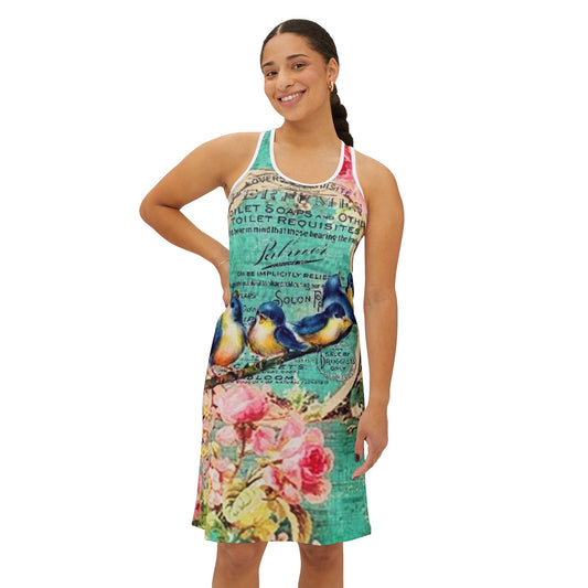 Vintage Bluejay Floral Women's Summer Dress