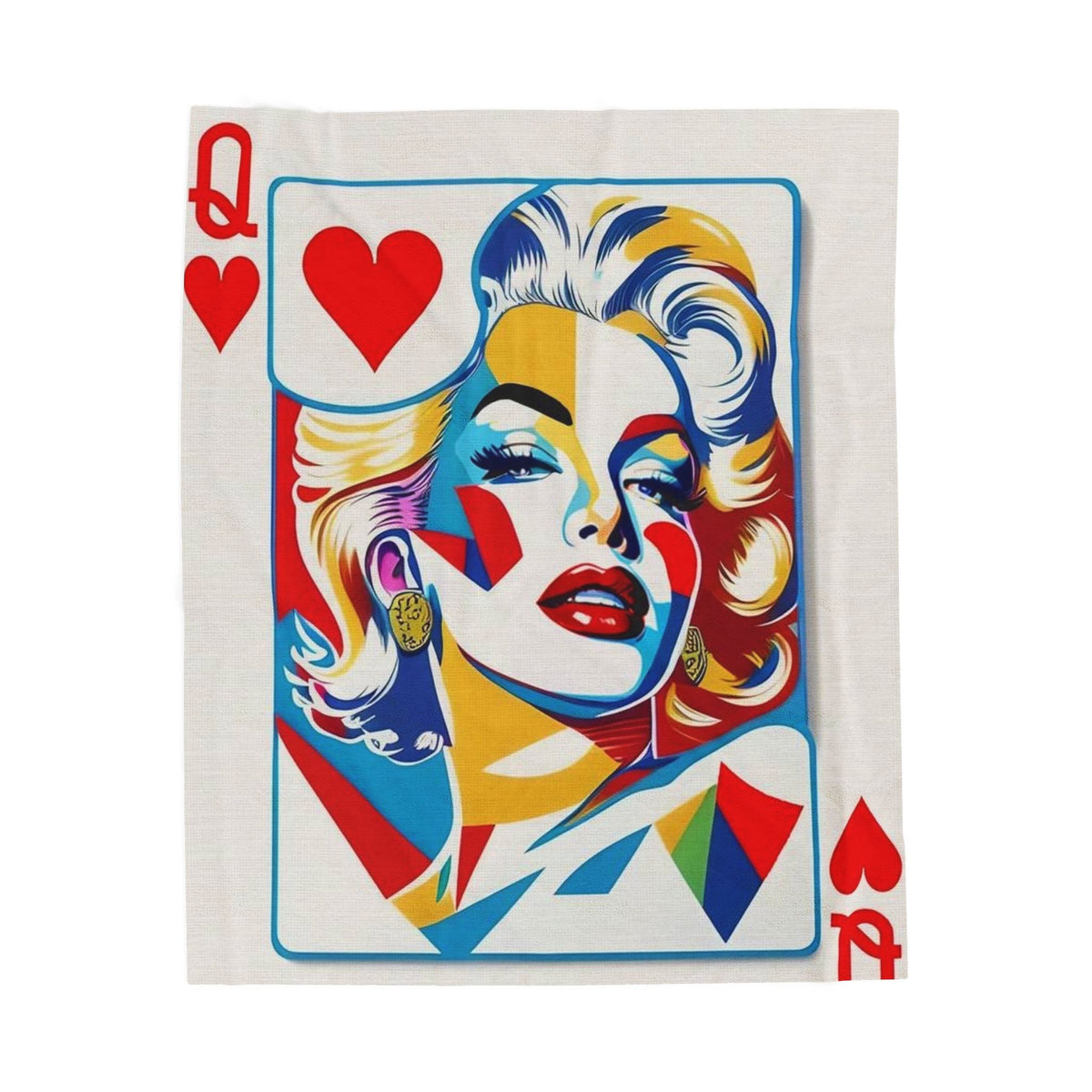 Queen of Hearts Pop Art Plush Blanket — Colorful Marilyn-Inspired Velveteen Throw