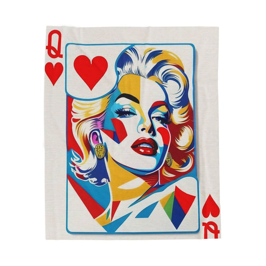 Queen of Hearts Pop Art Plush Blanket — Colorful Marilyn-Inspired Velveteen Throw
