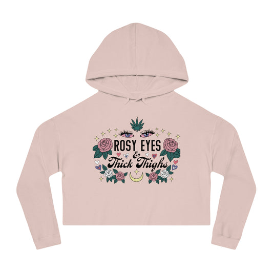 Cropped Hooded Sweatshirt - "Rosy Eyes & Thick Thighs" - Trendy Women's Hoodie, Casual Fashion, Cute Gift for Her, Cozy Yoga Wear, [...]