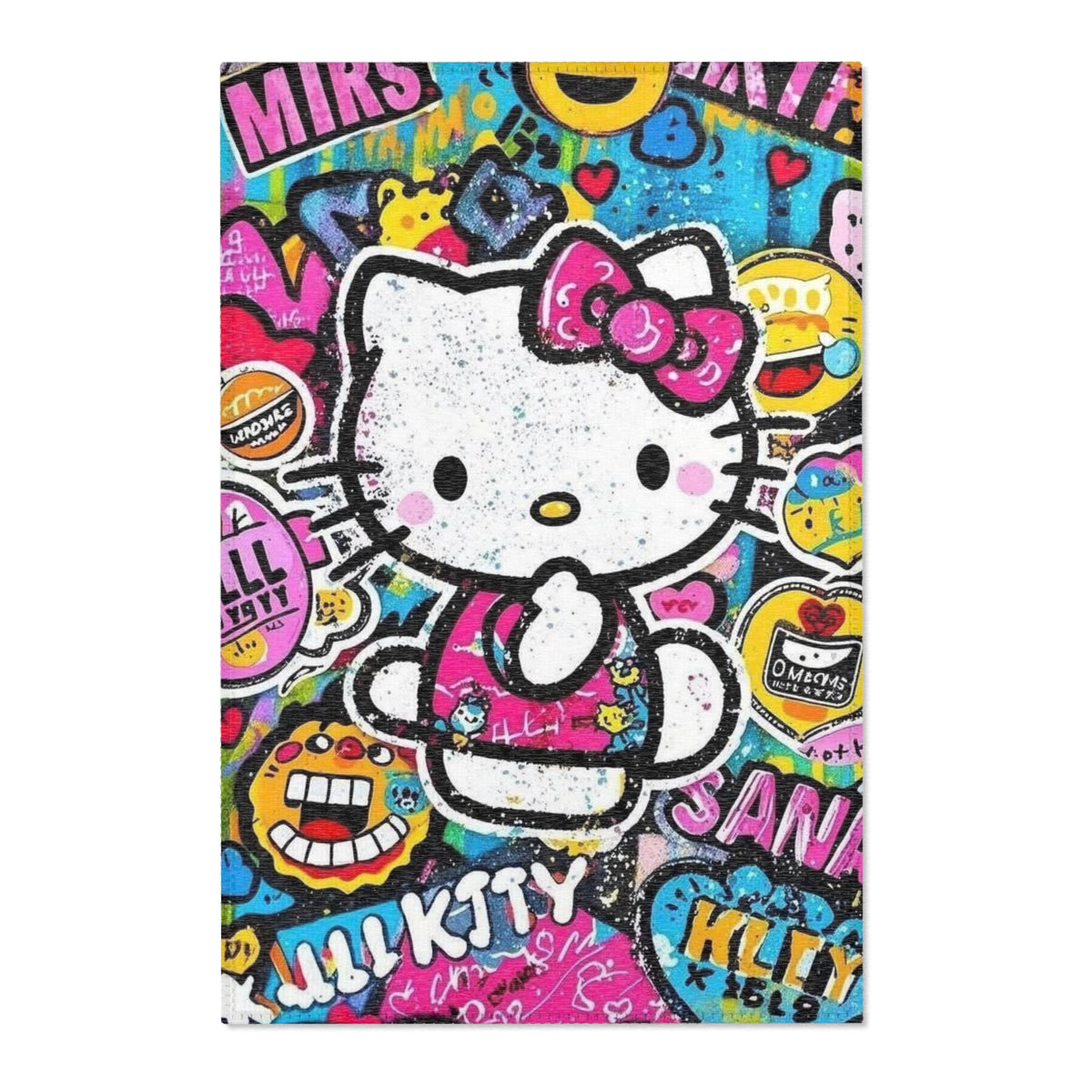 Hello Kitty Pop Art Area Rug – Colorful Cartoon Kids Room Decor