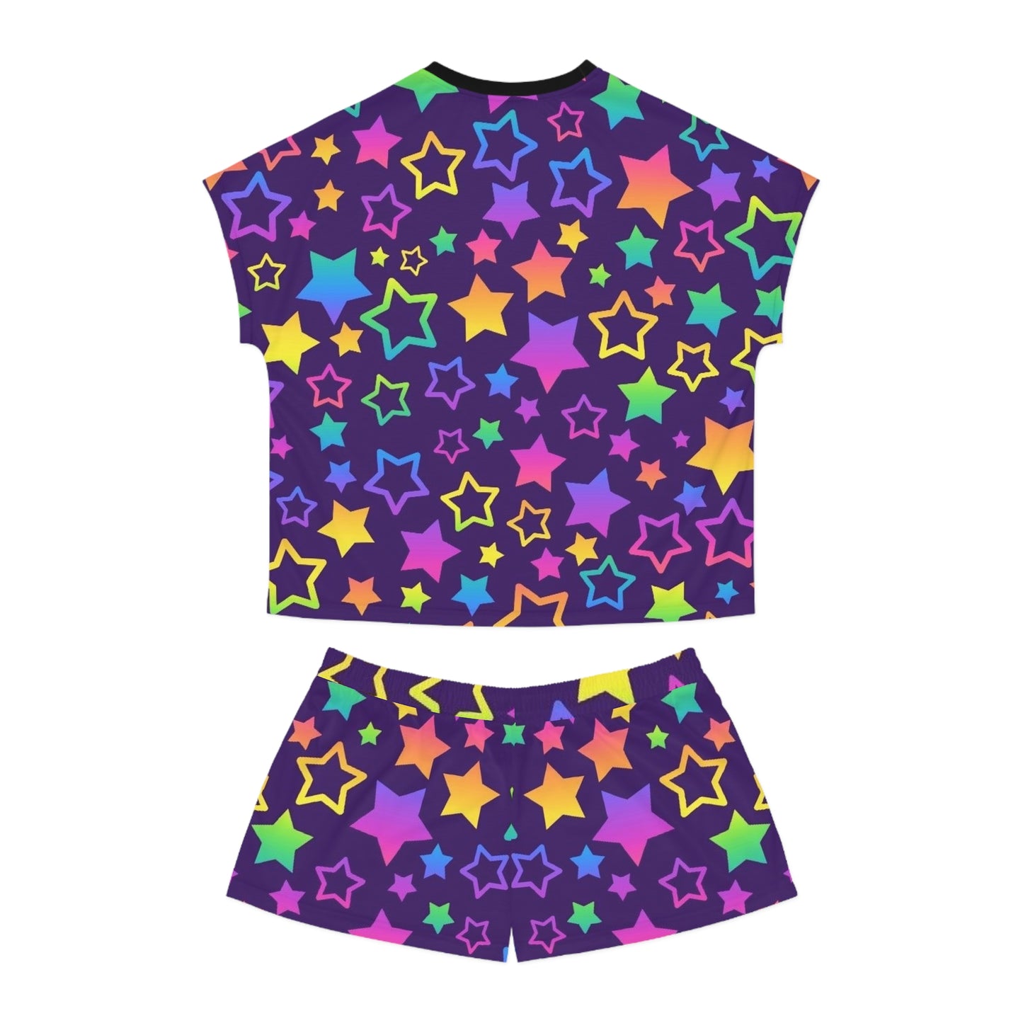 Colorful Star Pattern Women's Short Pajama Set - Cute & Comfy Sleepwear