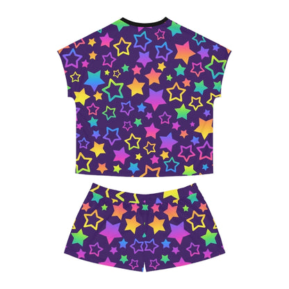 Colorful Star Pattern Women's Short Pajama Set - Cute & Comfy Sleepwear