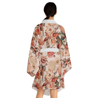 Elegant Floral Long Sleeve Kimono Robe - Perfect for Lounging or Special Occasions