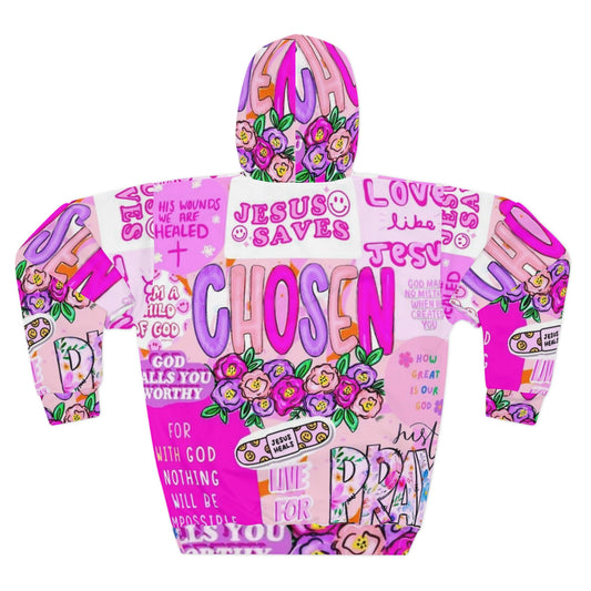 Christian 'Chosen' Pink Hoodie — Jesus Saves All-Over Print
