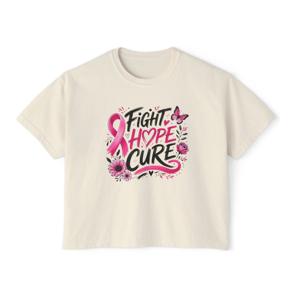 Fight Hope Cure Pink Ribbon Breast Cancer Awareness Tee