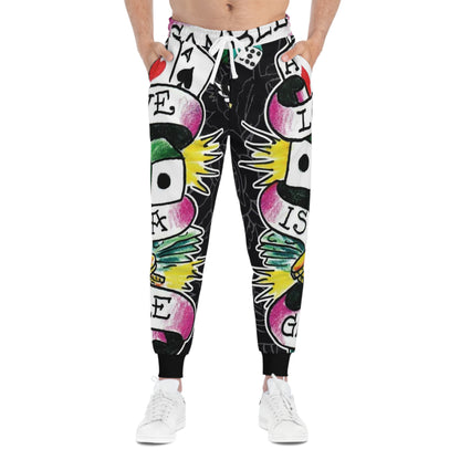 Colorful Tattoo-Style Joggers — Love Is A Gamble Athletic Pants