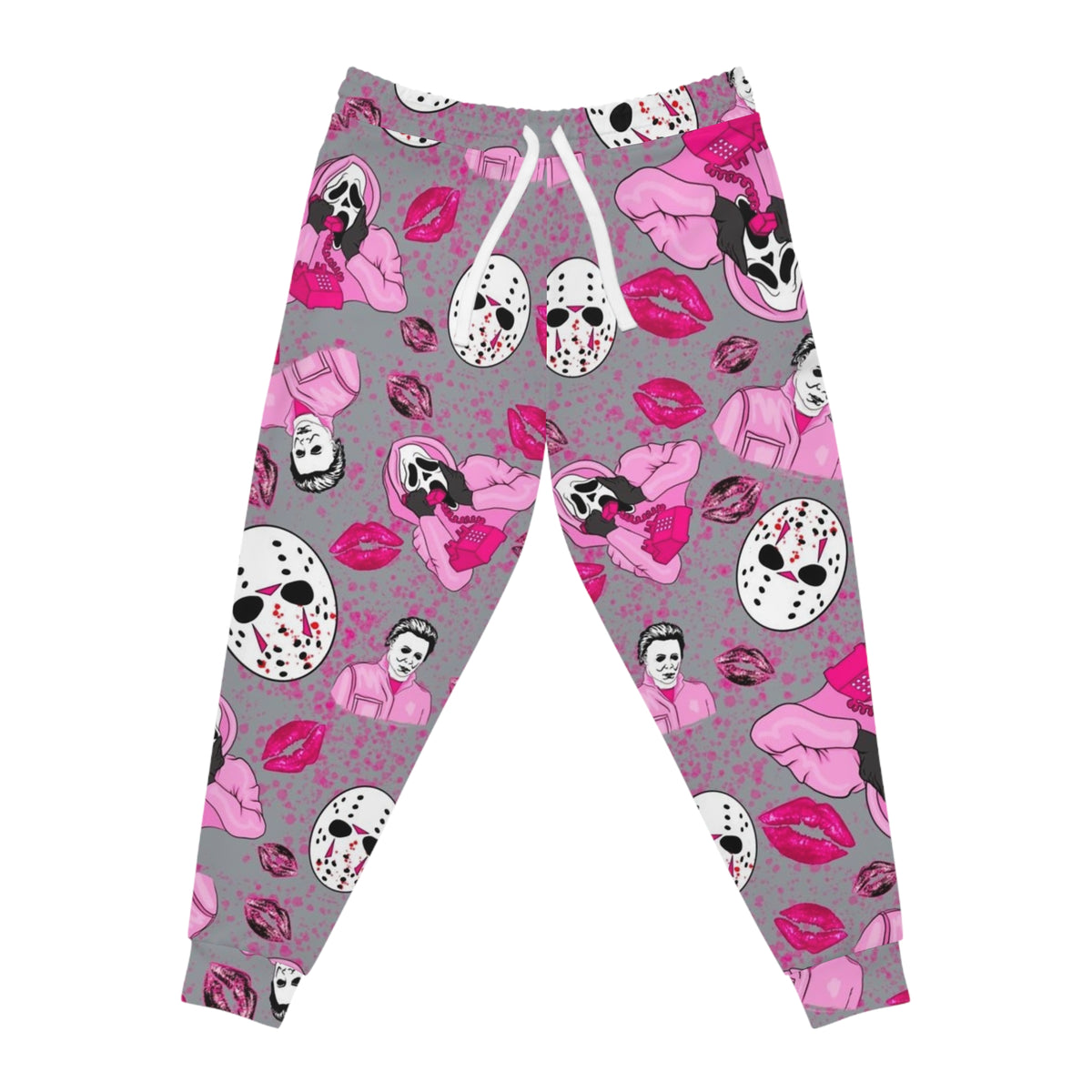 Pink Horror Pattern Jason & Lipstick Athletic Pants