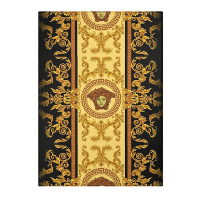 Baroque Medusa Area Rug — Ornate Gold & Black Decorative Floor Runner