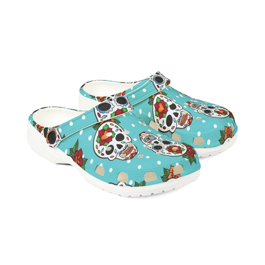 Skulls N Flowers Polka Dot Clog Shoes