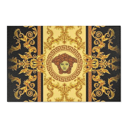 Baroque Medusa Area Rug — Ornate Gold & Black Decorative Floor Runner