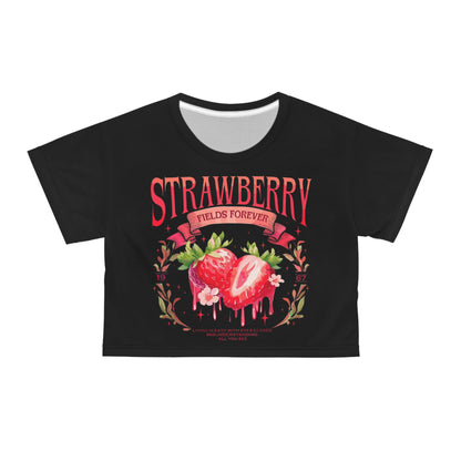 Strawberry Fields Crop Tee - Vintage Style Graphic T-Shirt for Summer Vibes