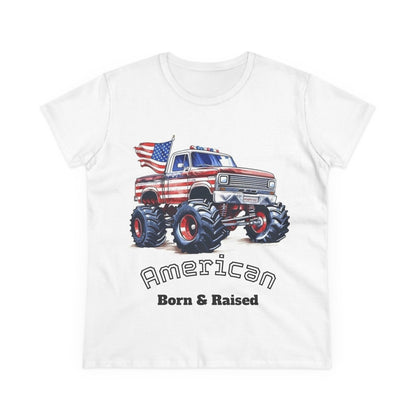 Patriotic Women's Tee, American Flag Shirt, Vintage Truck Graphic Tee, Gift for Truck Lovers, Casual Independence Day Top