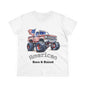 Patriotic Women's Tee, American Flag Shirt, Vintage Truck Graphic Tee, Gift for Truck Lovers, Casual Independence Day Top