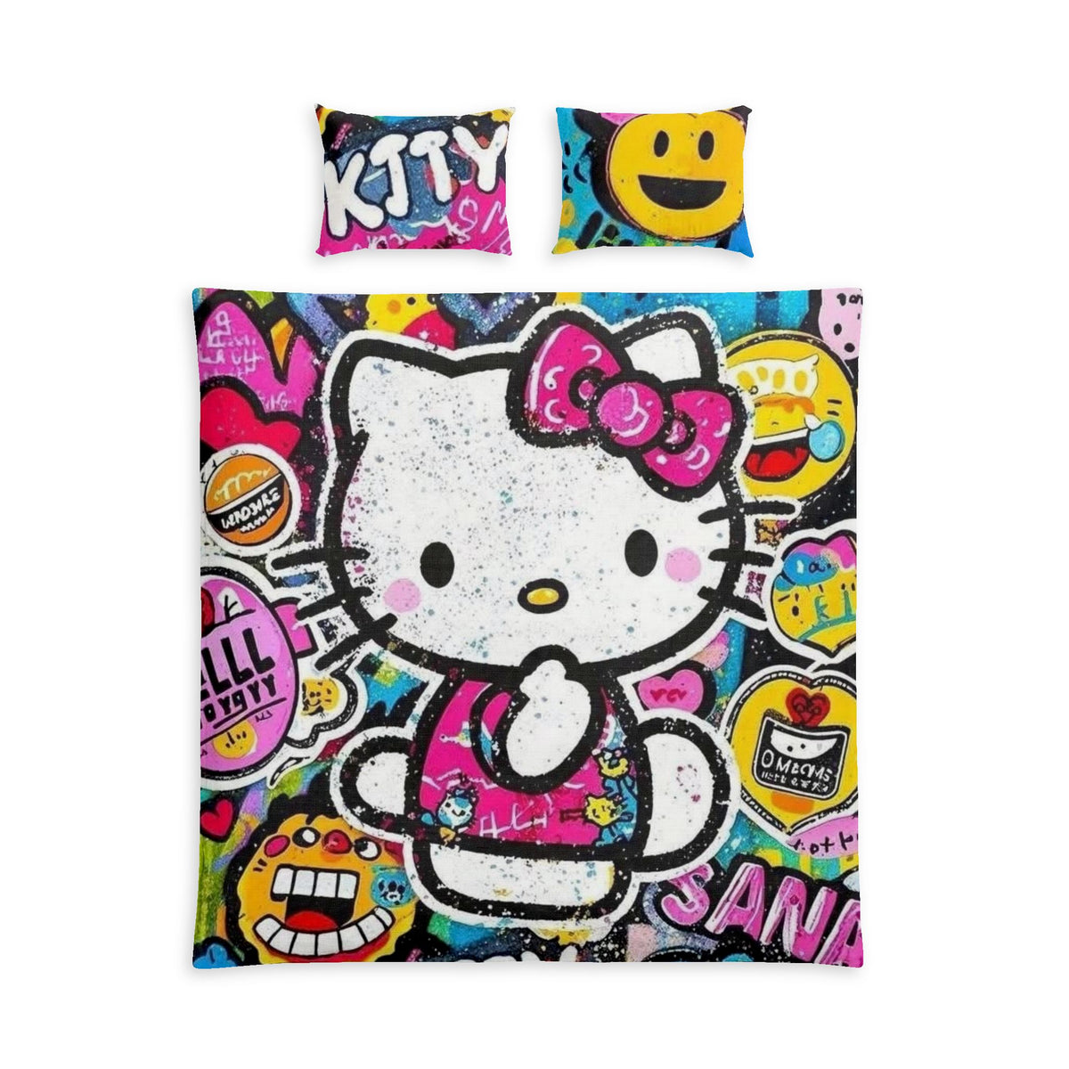 Hello Kitty Pop Art Cotton Bed Set - Cute Cartoon Duvet Cover for Kids & Teens