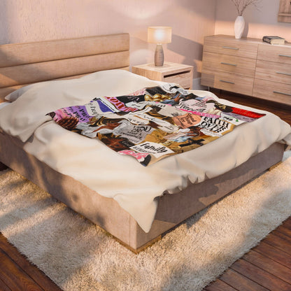 Inspirational Collage Velveteen Plush Blanket — "Trust the Process" Motivational Throw