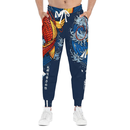 Koi Wave Athletic Joggers — Japanese Koi Fish All-Over Print
