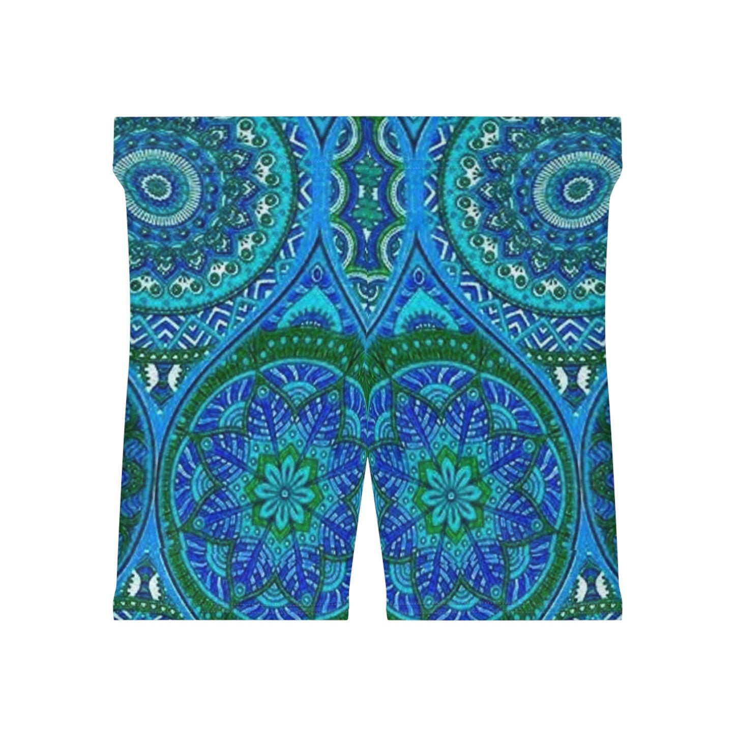 Women's Bohemian Print Biker Shorts - Vibrant Mandala Design for Active Lifestyle