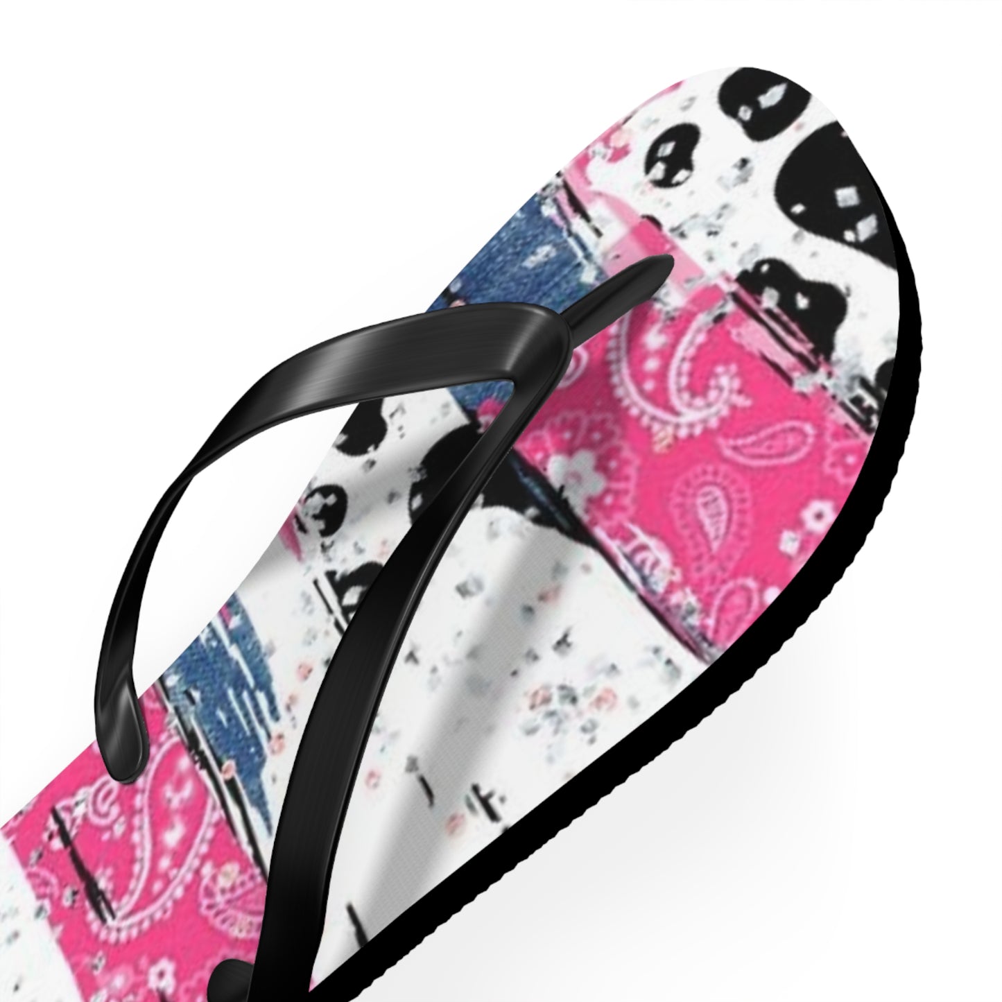 Trendy Pink Bandana Flip Flops - Stylish Summer Footwear for Beach & Casual Outings