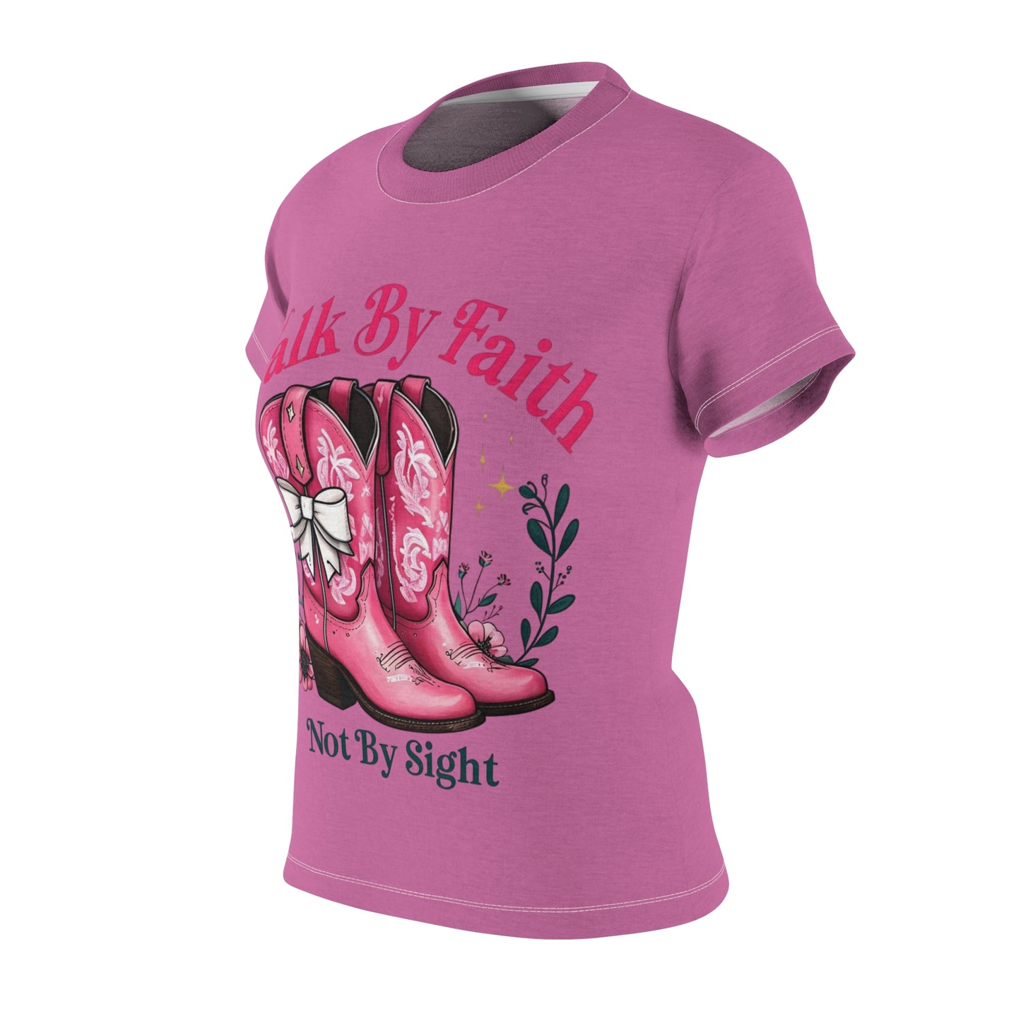 "Walk By Faith" Western Boots Design Women’s Tee