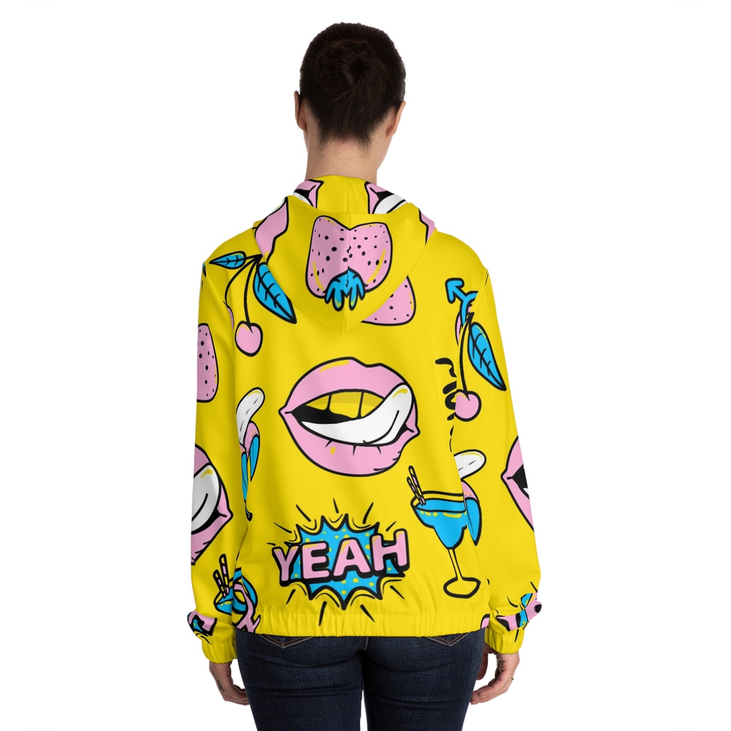 Vibrant Women's Full-Zip Hoodie, Fun Graphic Hoodie, Casual Streetwear, Gift for Her, Summer Fashion