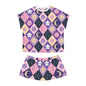 Celestial Dreams Women's Short Pajama Set - Cozy Sleepwear with Sun and Moon Design