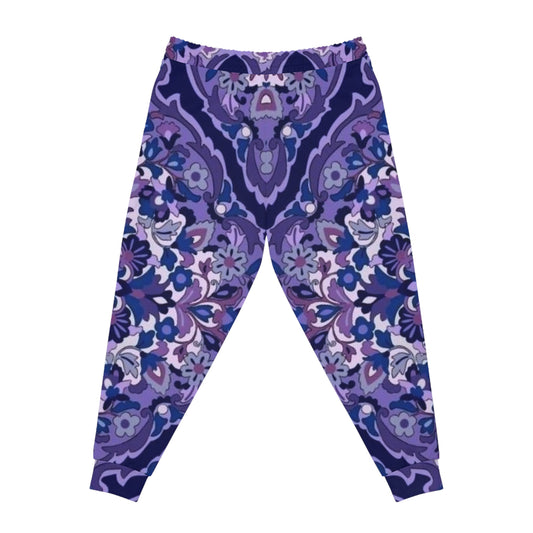 Purple Paisley Athletic Joggers — All-Over Print Casual Sweatpants