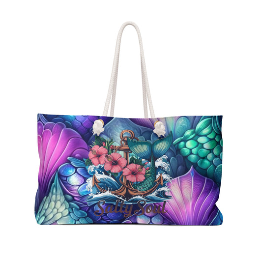 Salty Soul Mermaid Vacay Tote Bag - Tropical Beach Tote for Vacation & Getaways