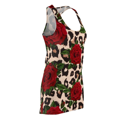 Racerback Dress — Red Rose on Leopard Print AOP