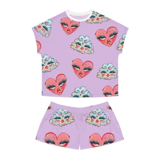 Fancy Hearts and Clouds Design Women’s Sleepwear Set