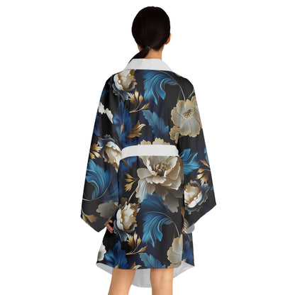 Elegant Floral Long Sleeve Kimono Robe - Perfect for Lounging or Special Occasions