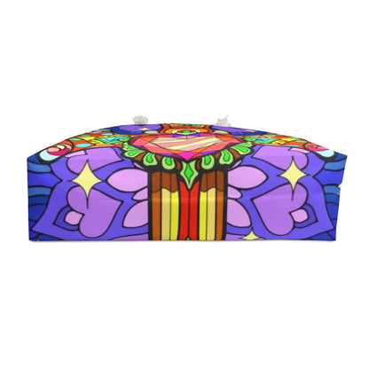 Vibrant Heart & Rose Weekender Bag - Colorful Travel Tote for Weekend Getaways, Festivals, and Gym