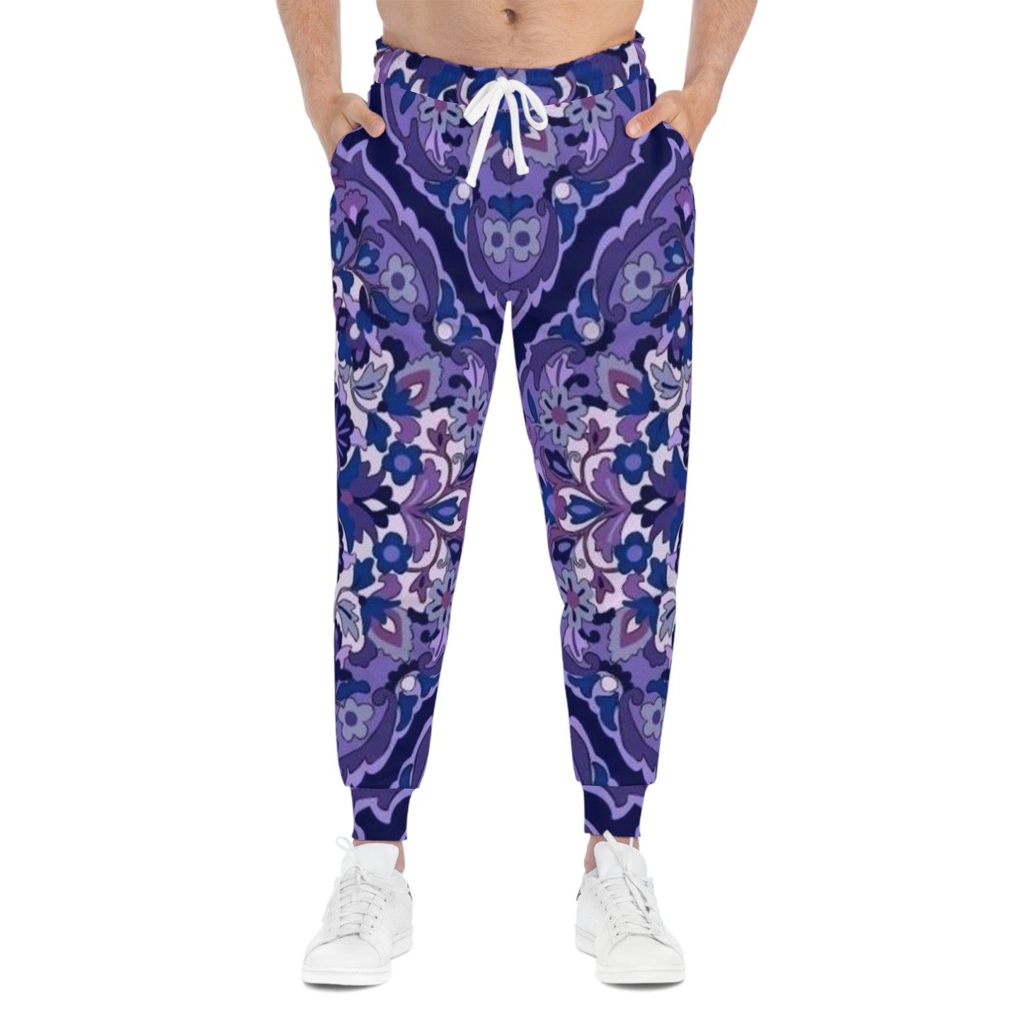 Purple Paisley Athletic Joggers — All-Over Print Casual Sweatpants
