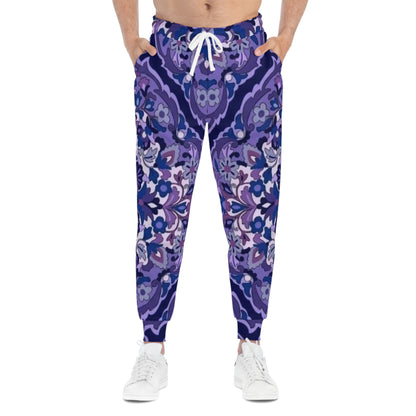 Purple Paisley Athletic Joggers — All-Over Print Casual Sweatpants