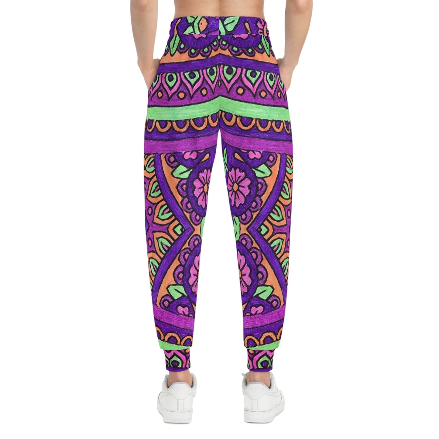 Purple Floral Mandala Joggers — Boho Athletic Sweatpants