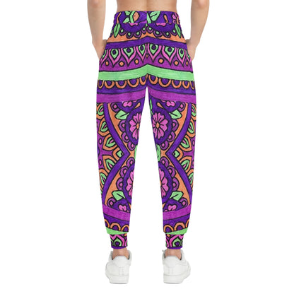 Purple Floral Mandala Joggers — Boho Athletic Sweatpants
