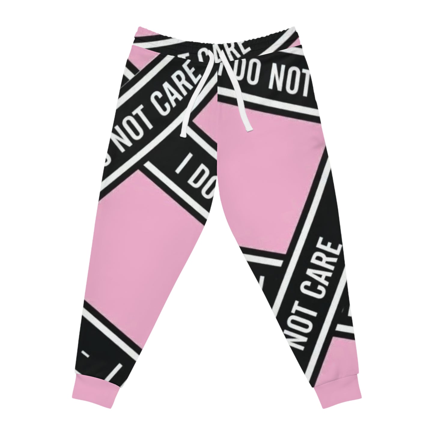 I Do Not Care Athletic Joggers — Pink Statement Sweatpants