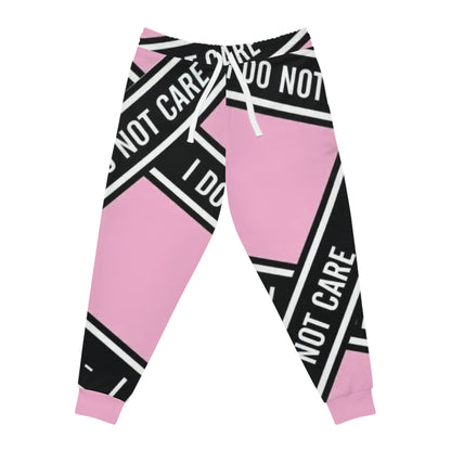 I Do Not Care Athletic Joggers — Pink Statement Sweatpants