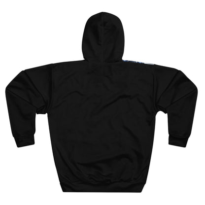 Blue Chicano-Style Graphic Hoodie — Bold Letter Art Pullover