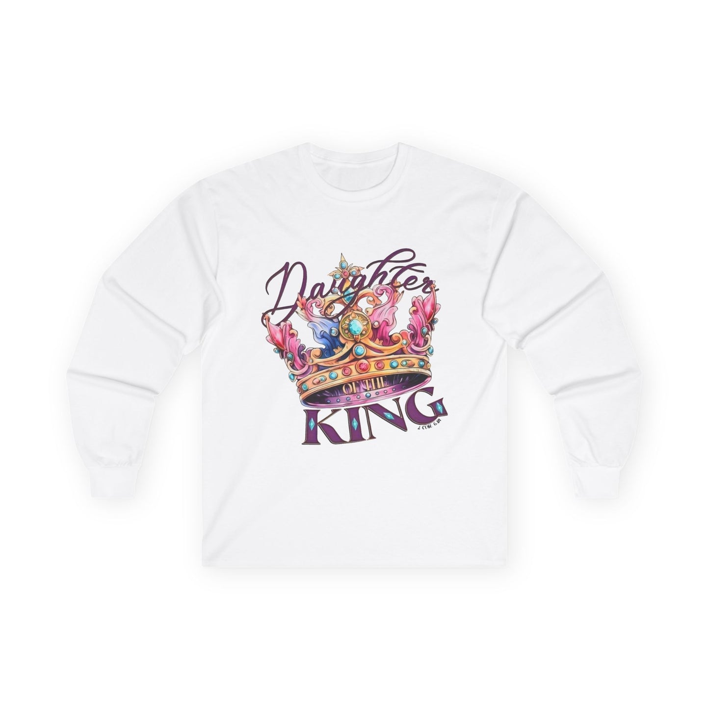 Daughters King Long Sleeve Tee — Watercolor Crown Graphic