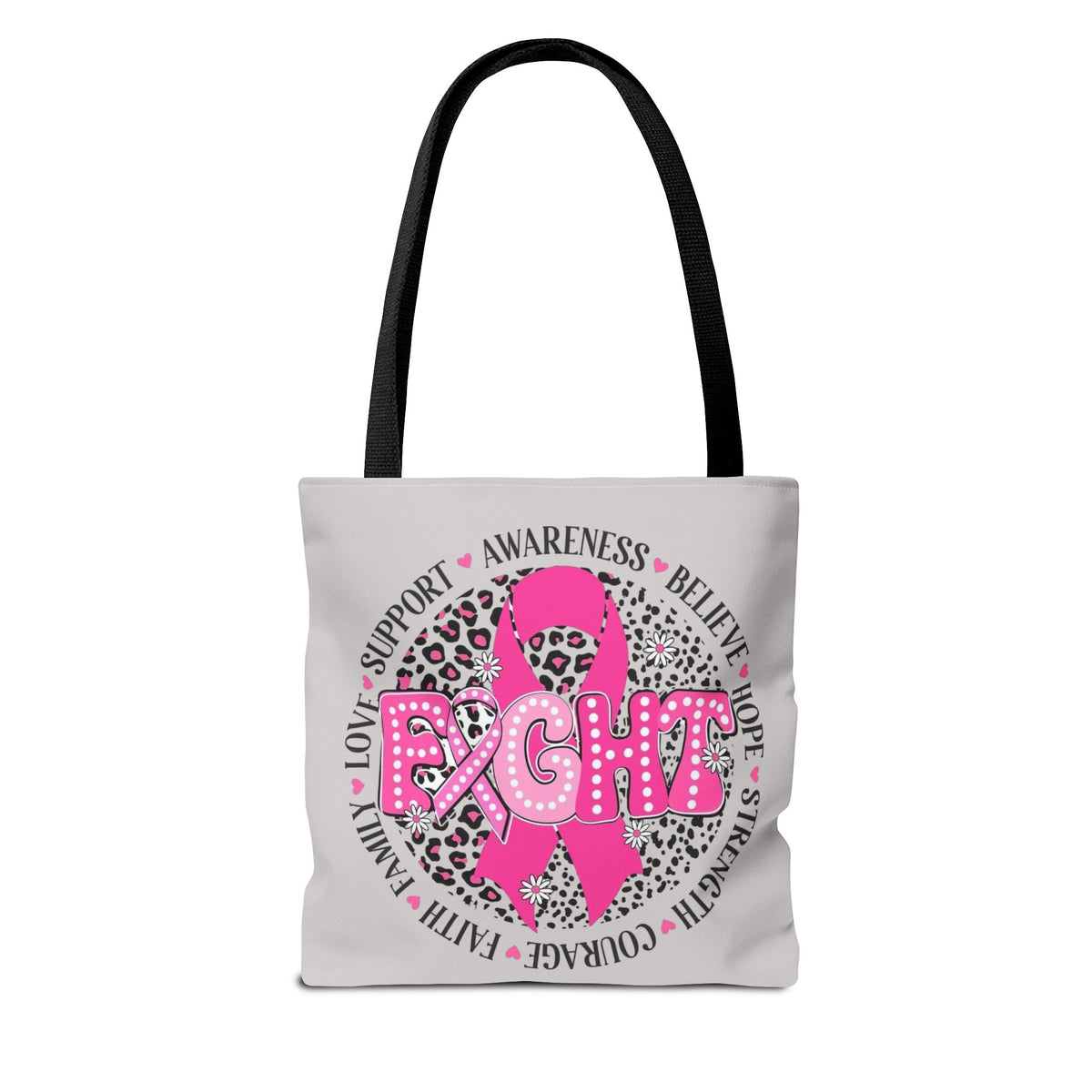 Breast Cancer Awareness "Fight" Pink Ribbon Tote Bag