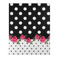 Polka Dot Rose Area Rug — Black & White Vintage Floral Accent Rug