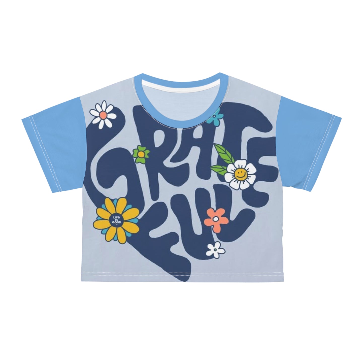 Grateful Floral Crop Tee - Positive Vibes for Every Occasion