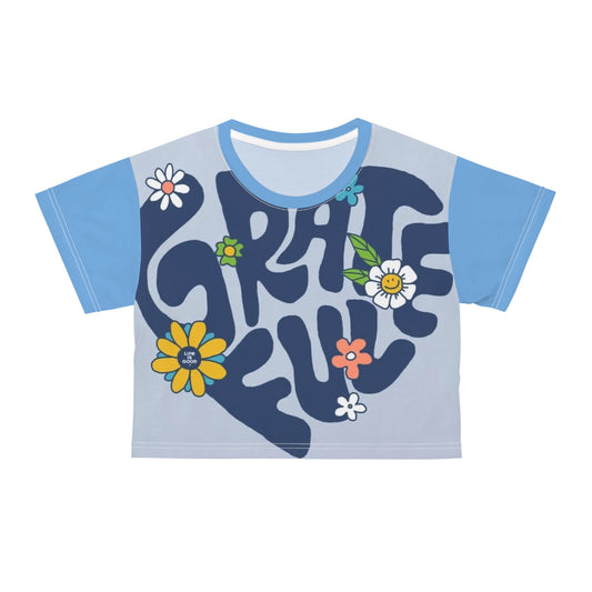 Grateful Floral Crop Tee - Positive Vibes for Every Occasion