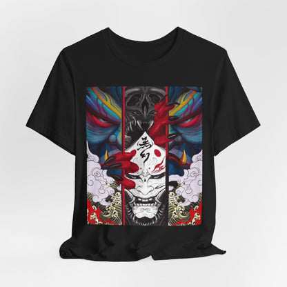 Demon Mask Graphic Tee — Japanese Oni Art T-Shirt