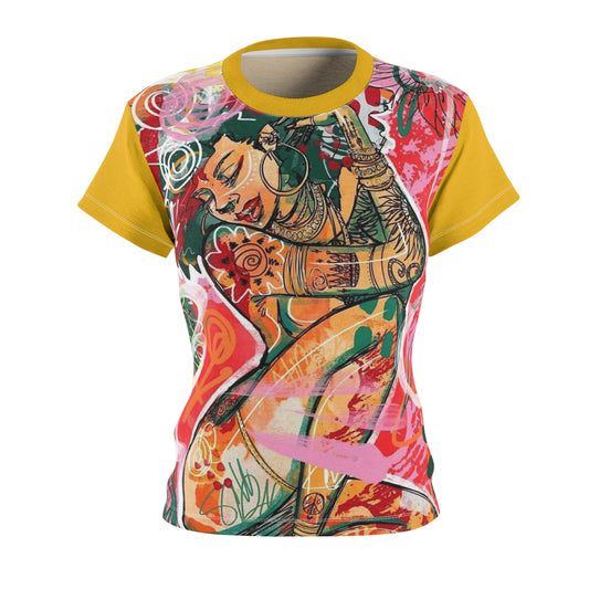 Vibrant Artistic Women’s Tee - Bohemian Style Graphic T-Shirt