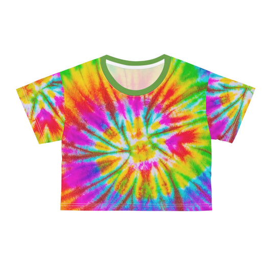 Colorful Tie-Dye Crop Tee for Summer, Vibrant Festival Top, Youth and Adult Sizes, Perfect for Parties and Celebrations