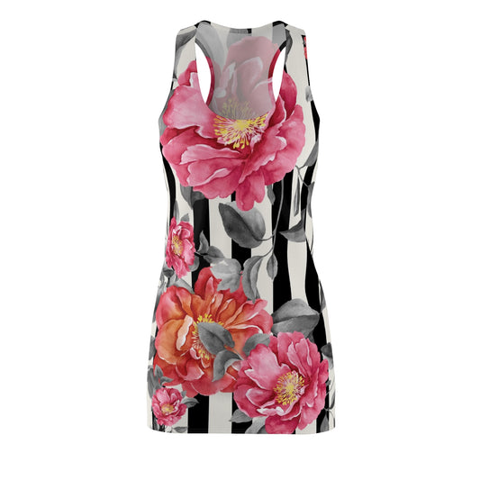 Floral Stripe Racerback Dress — Pink Peony All-Over Print