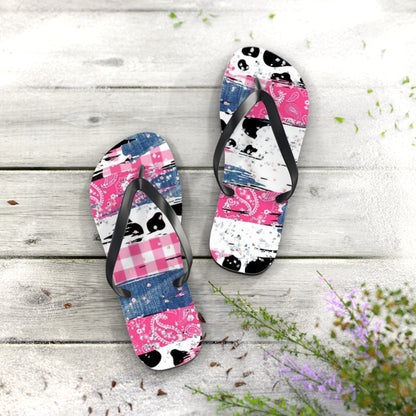 Trendy Pink Bandana Flip Flops - Stylish Summer Footwear for Beach & Casual Outings